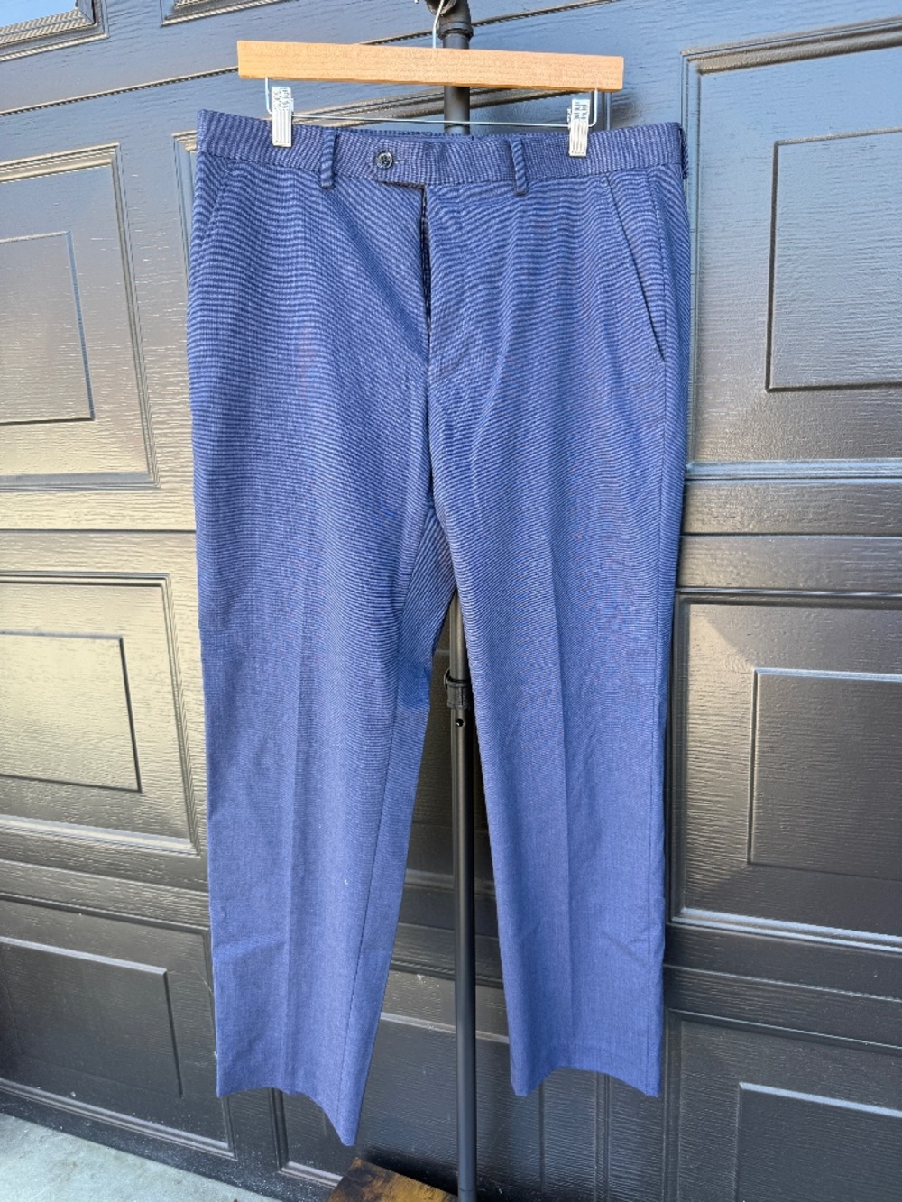 Used! Men's Alfani Slim Fit Dress Trouser Blue Textured Work Office Pants 34x32